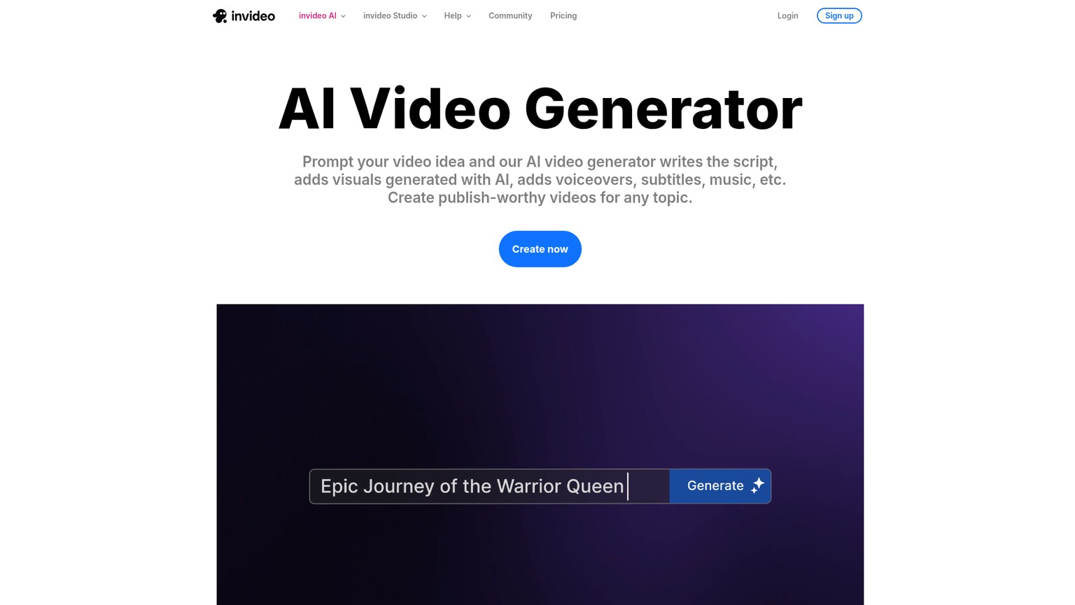 InVideo AI prompt-to-video generator