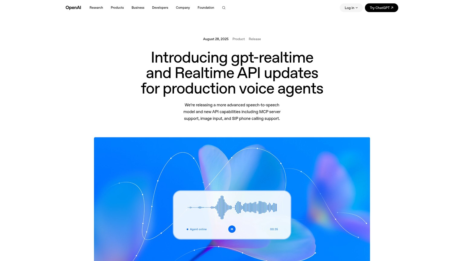 Captura de tela da OpenAI Realtime API