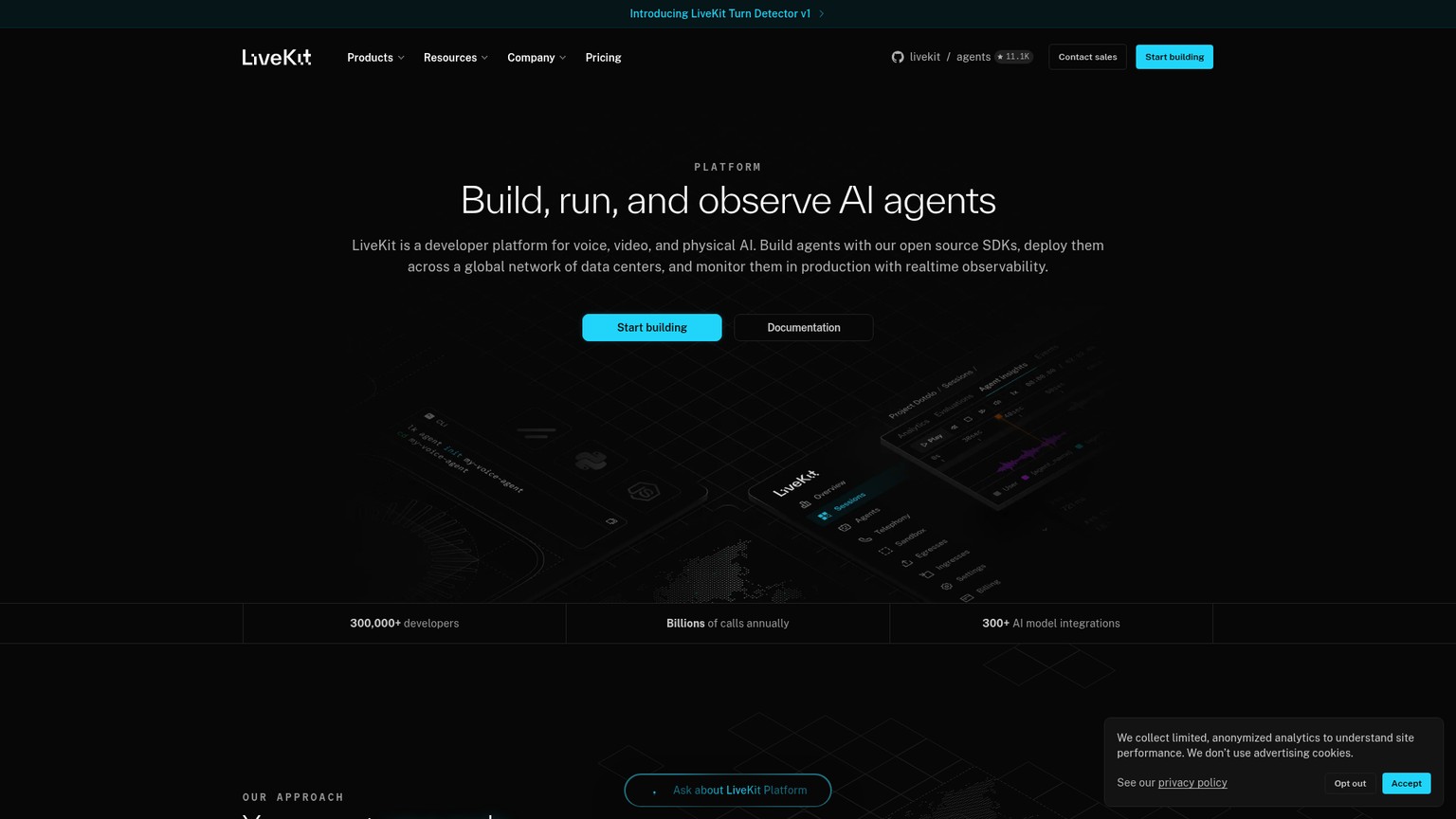 Captura de tela do LiveKit Agents