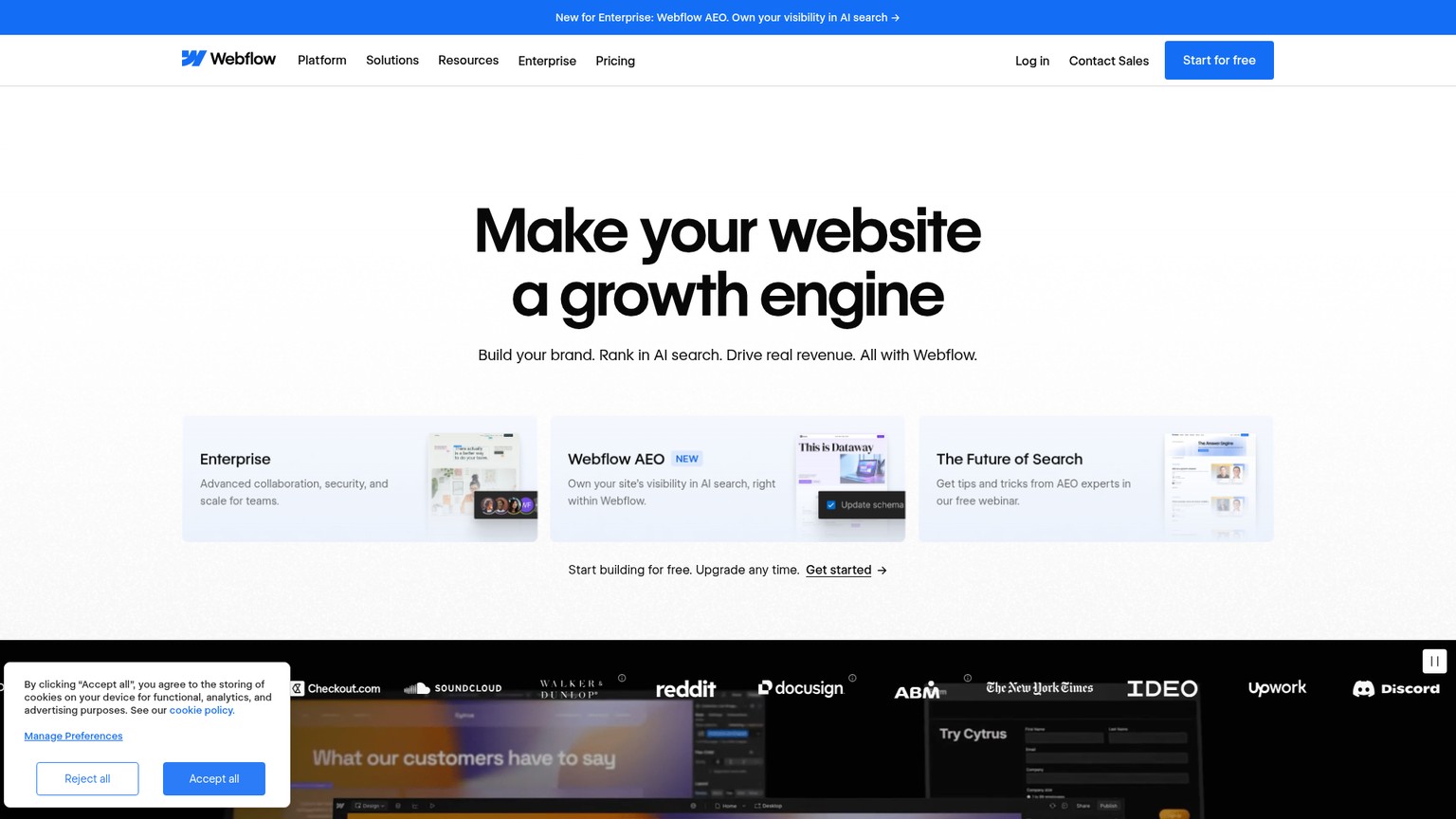 Webflow homepage