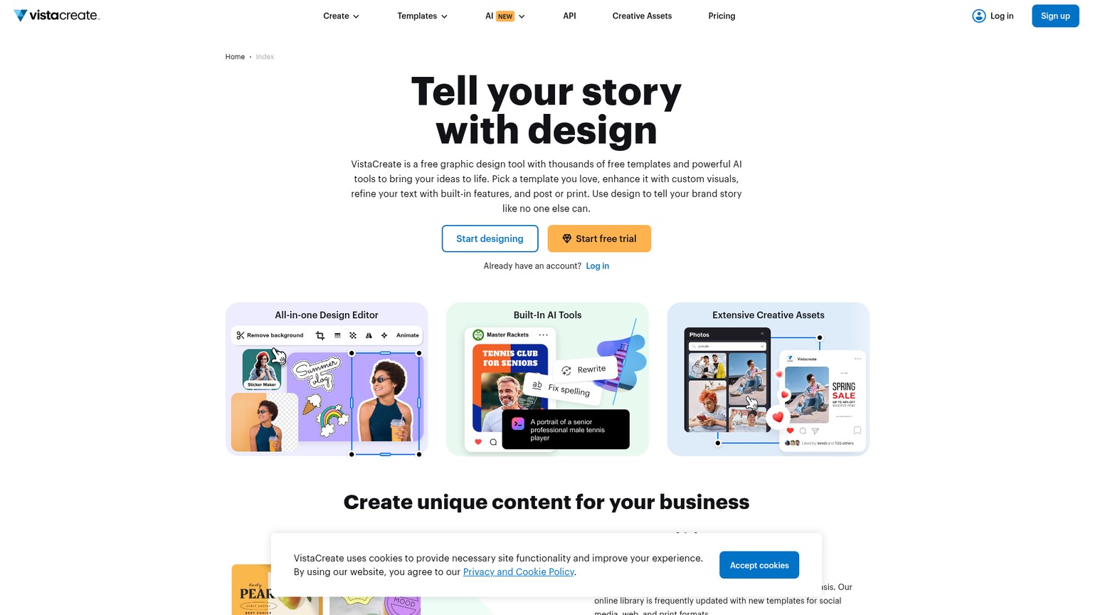 VistaCreate homepage