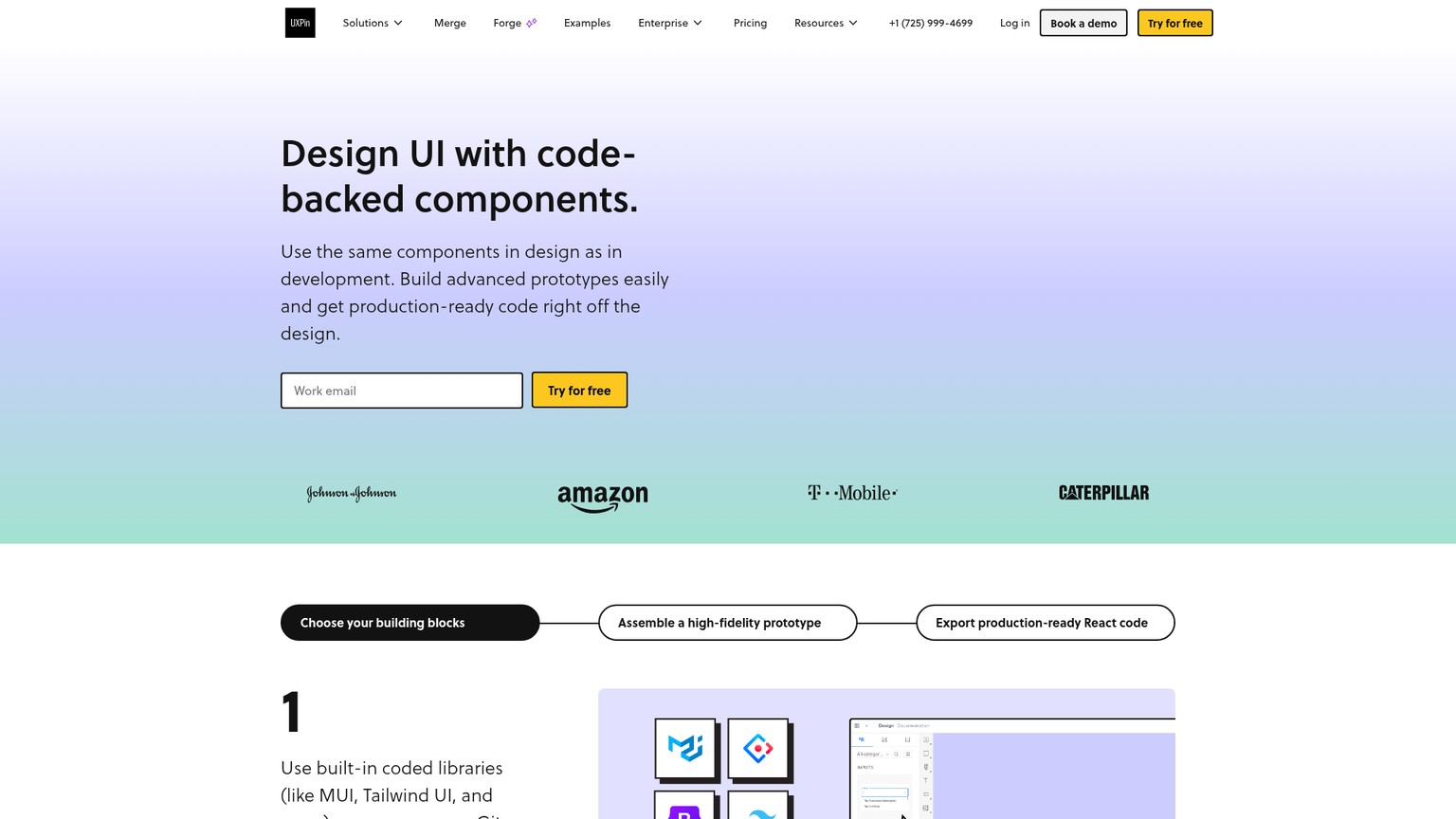 UXPin 코드 기반 디자인 툴 홈페이지
