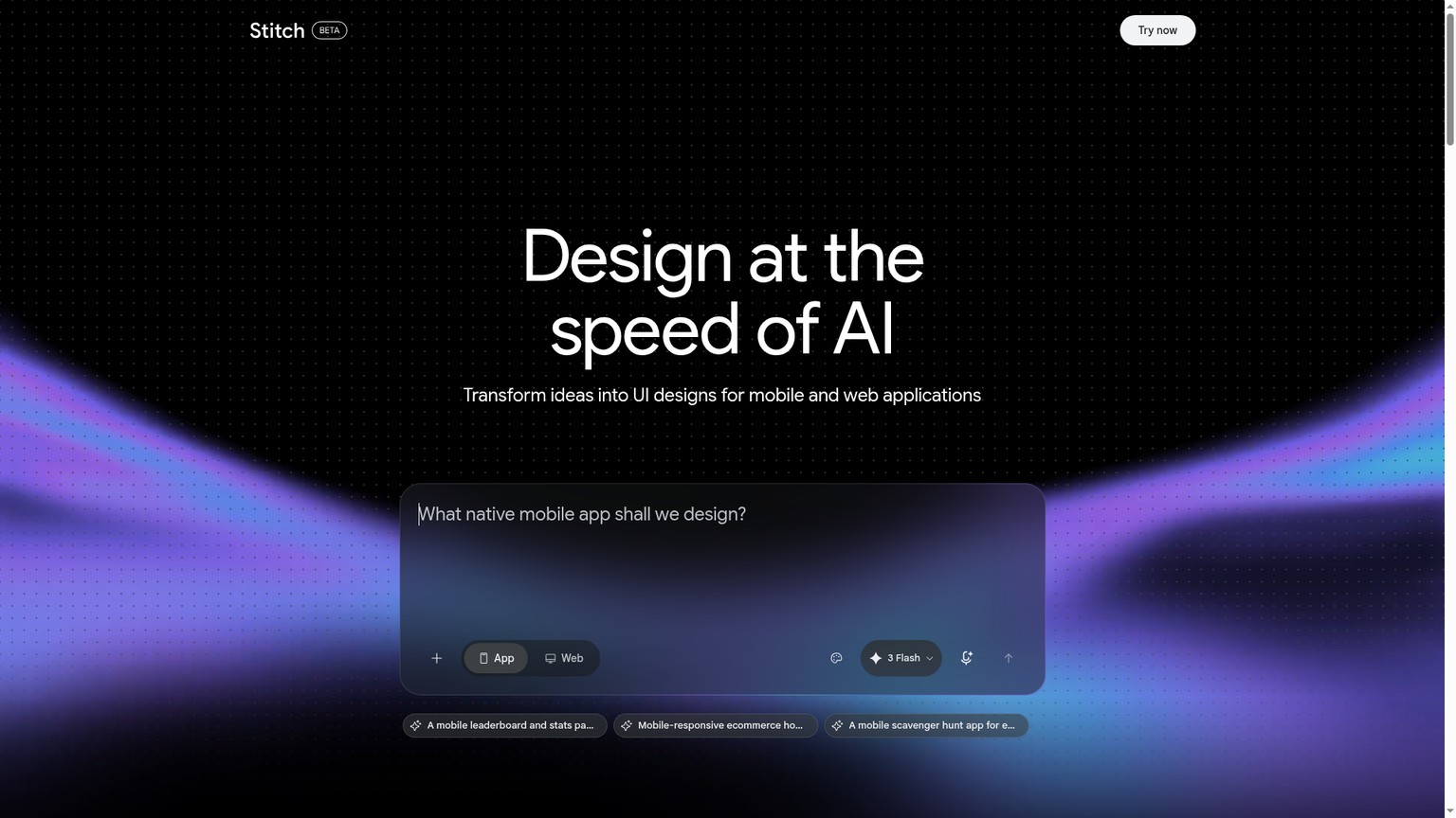 Google Stitch AI UI 디자인 툴 홈페이지