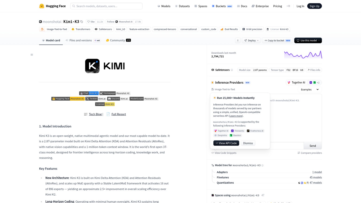 Official Kimi K3 model card