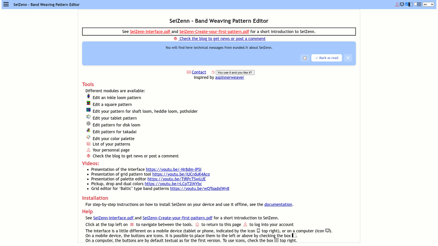 SeiZenn tablet weaving pattern editor on the dedicated tablet module