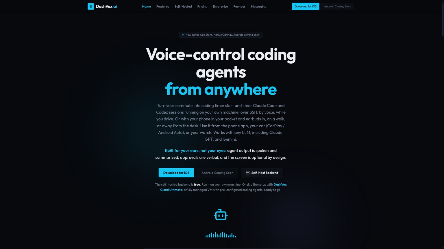 Interface de code orientée voix DashVox pour smartphone, montre connectée et CarPlay