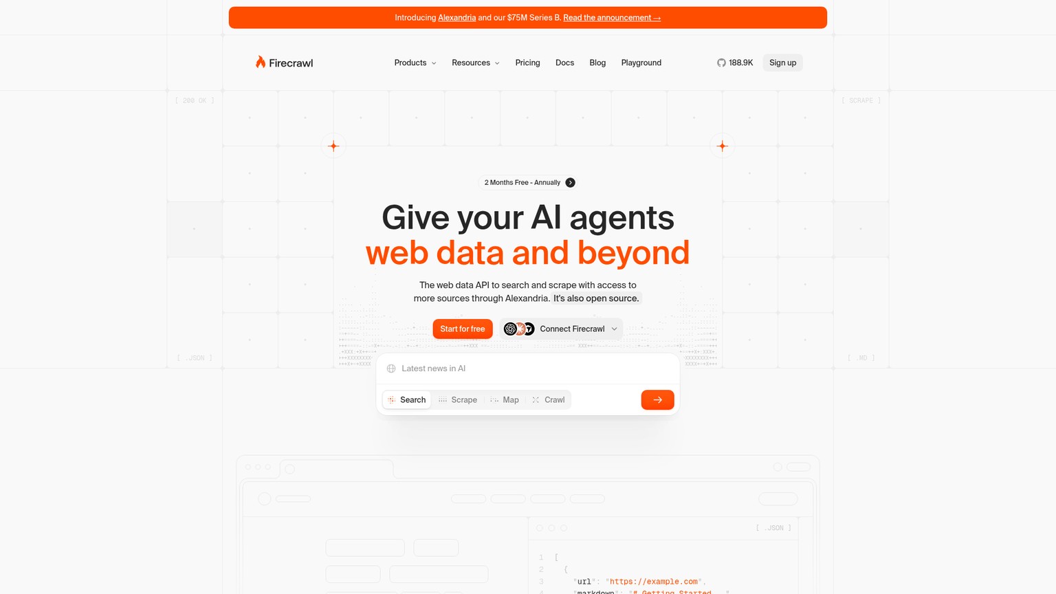 Firecrawl 官网展示其网页数据 API