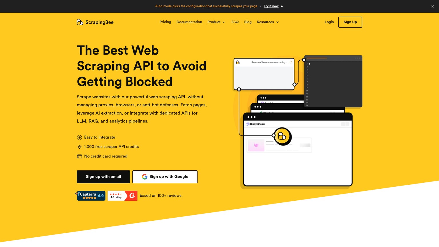 ScrapingBee 官方网页抓取 API 网站