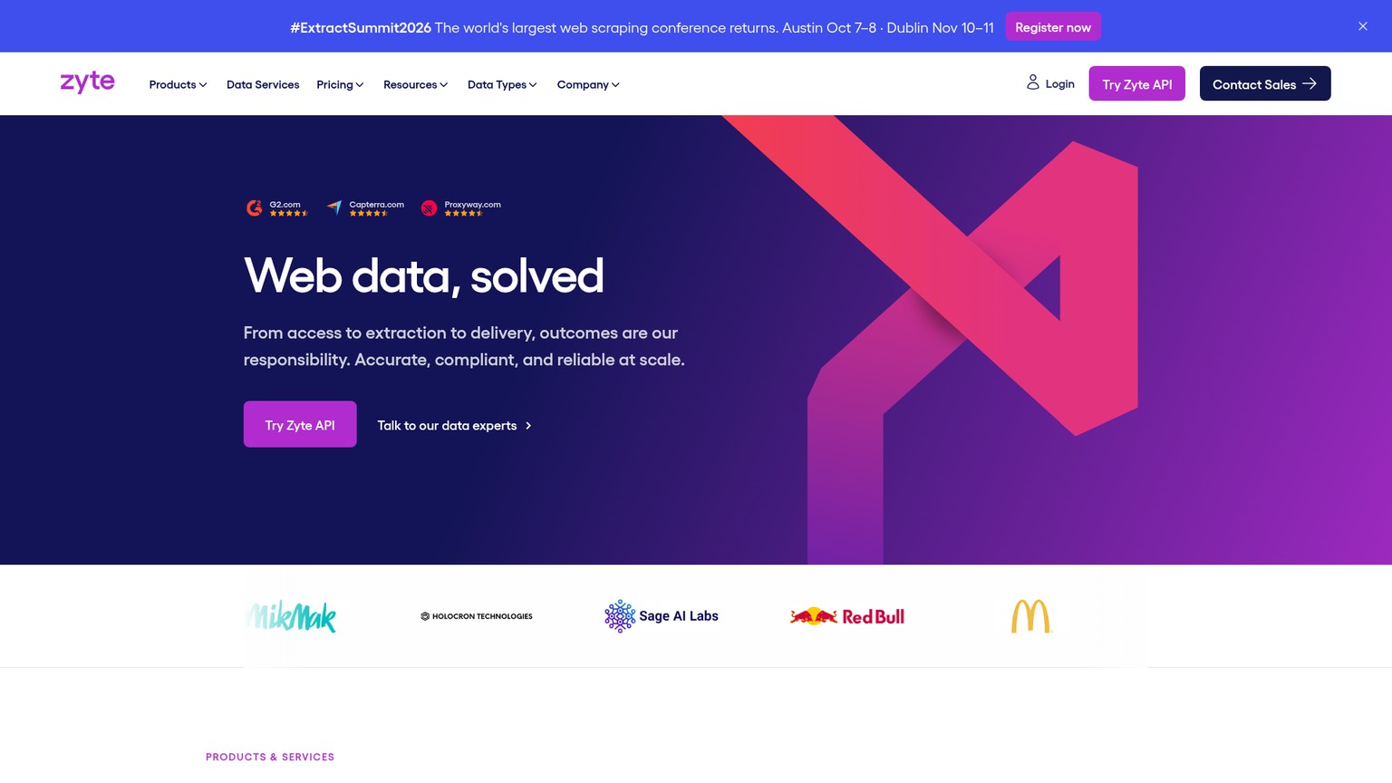 Zyte 官方网页数据与抓取 API 网站