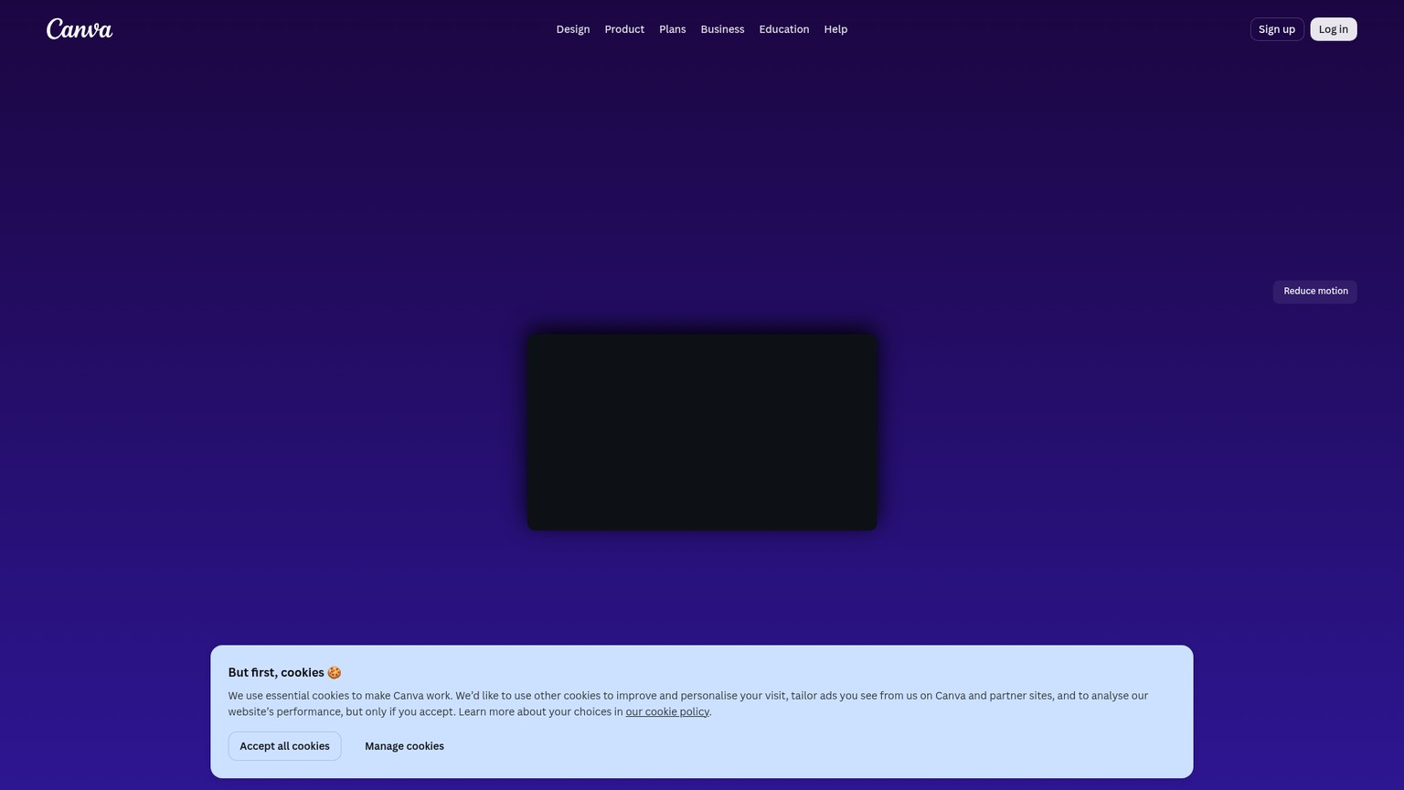 Página de Canva AI con generación conversacional y diseños editables