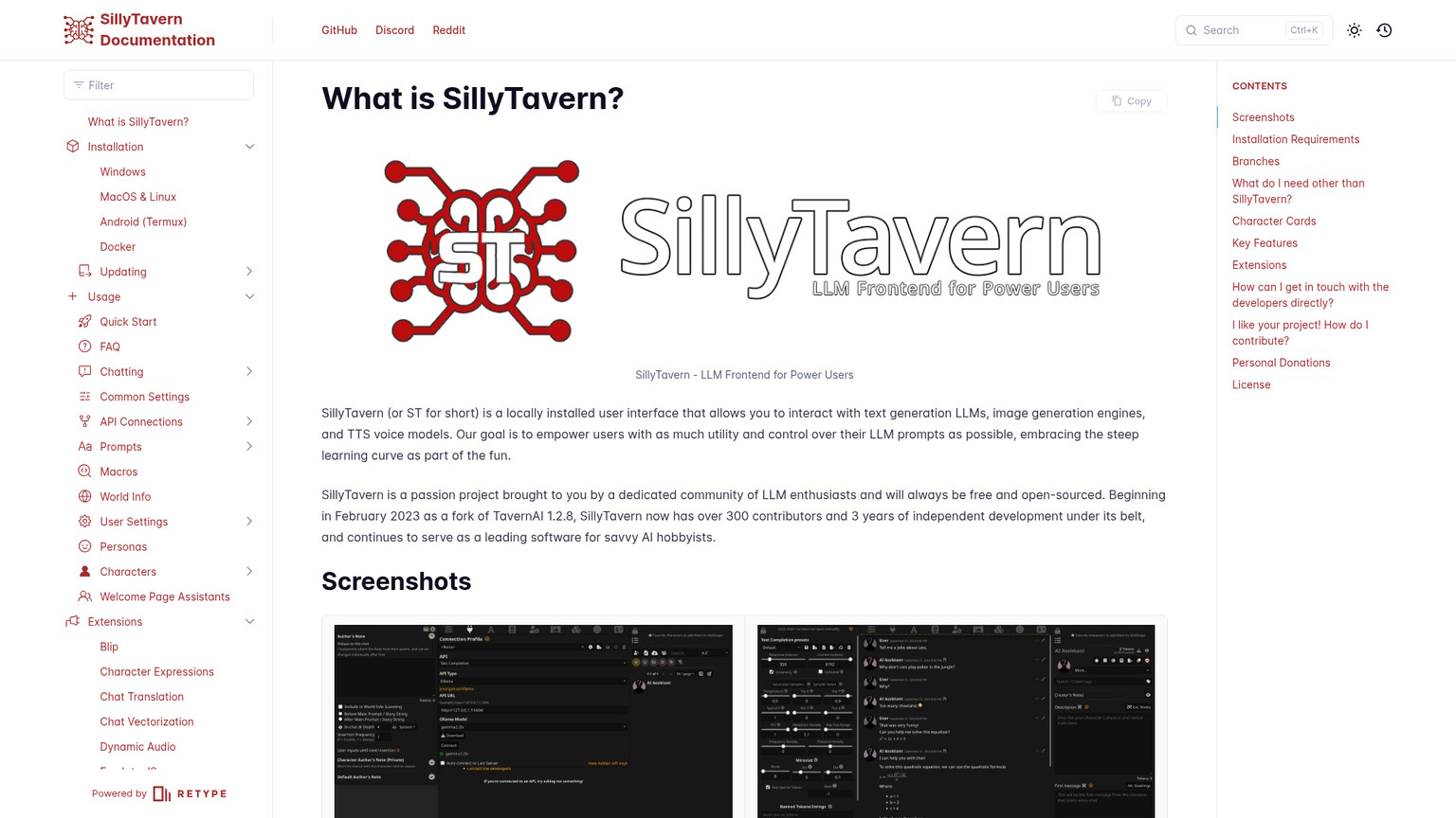Documentación de la interfaz local para LLM SillyTavern