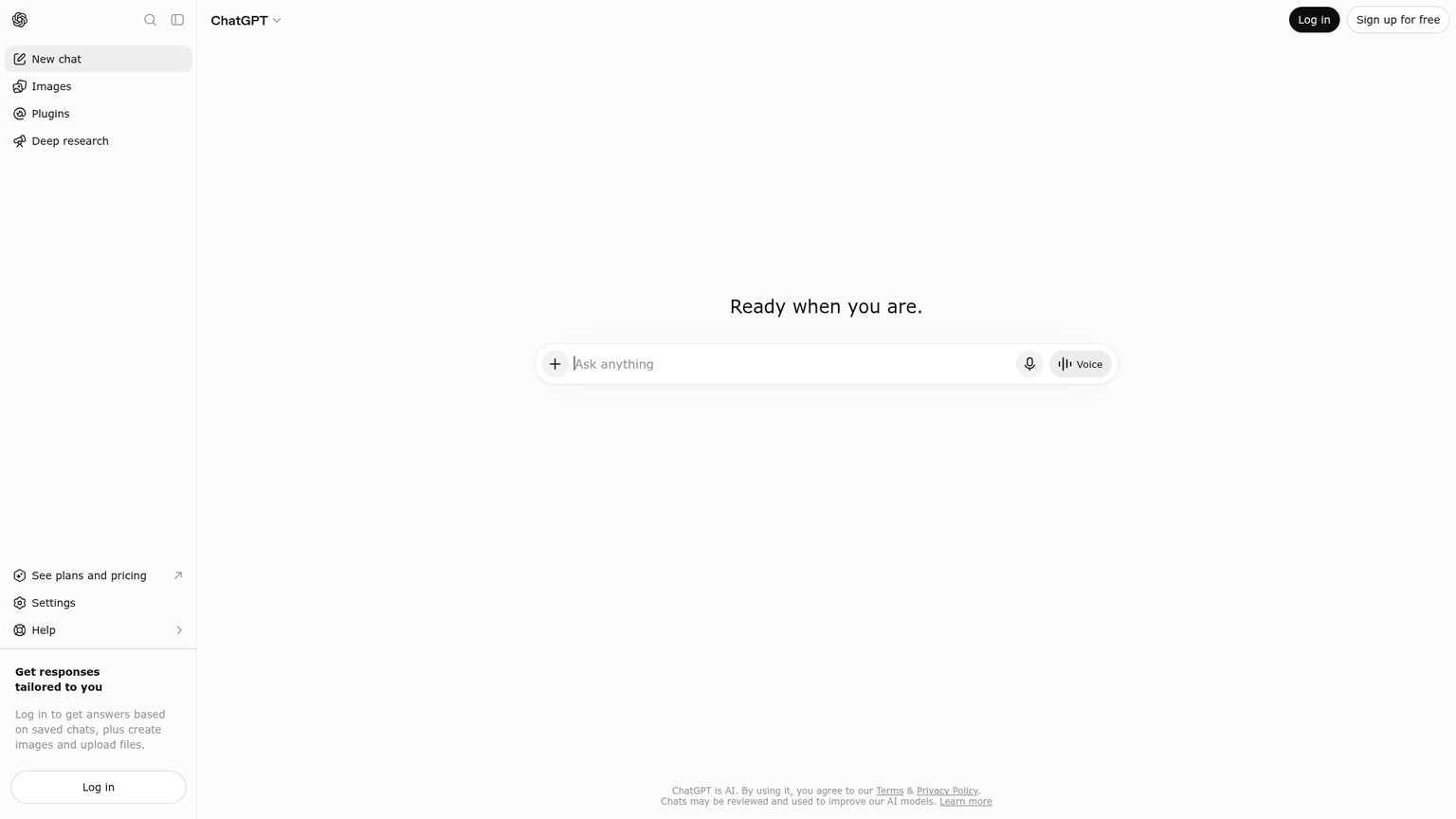 ChatGPT public chat interface