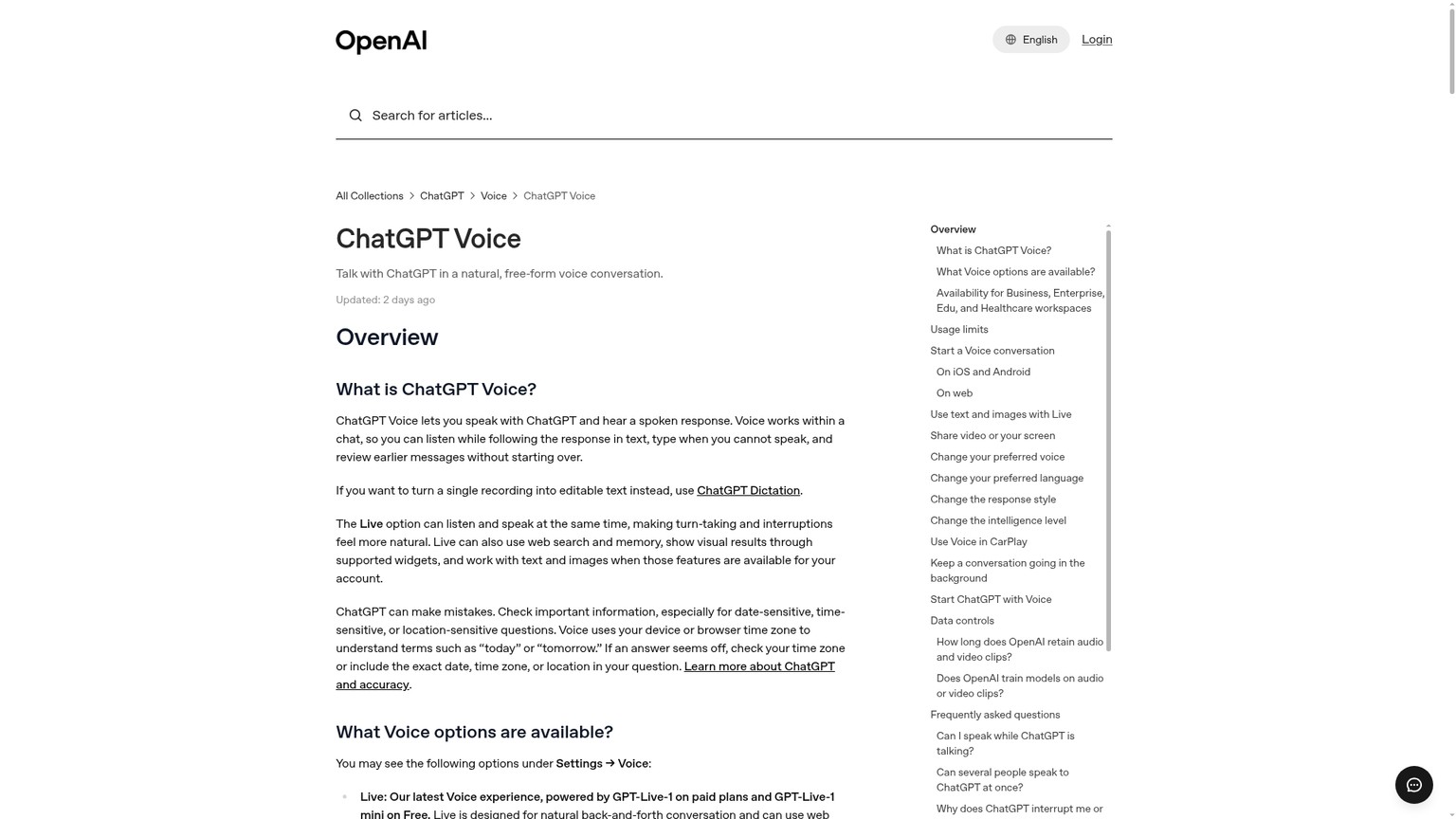 OpenAI ChatGPT Voice mode feature page