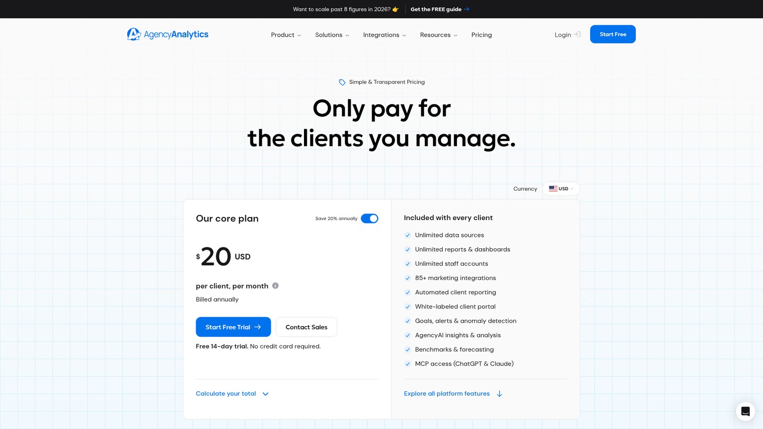 Tarifs d’AgencyAnalytics et fonctionnalités de reporting client automatisé