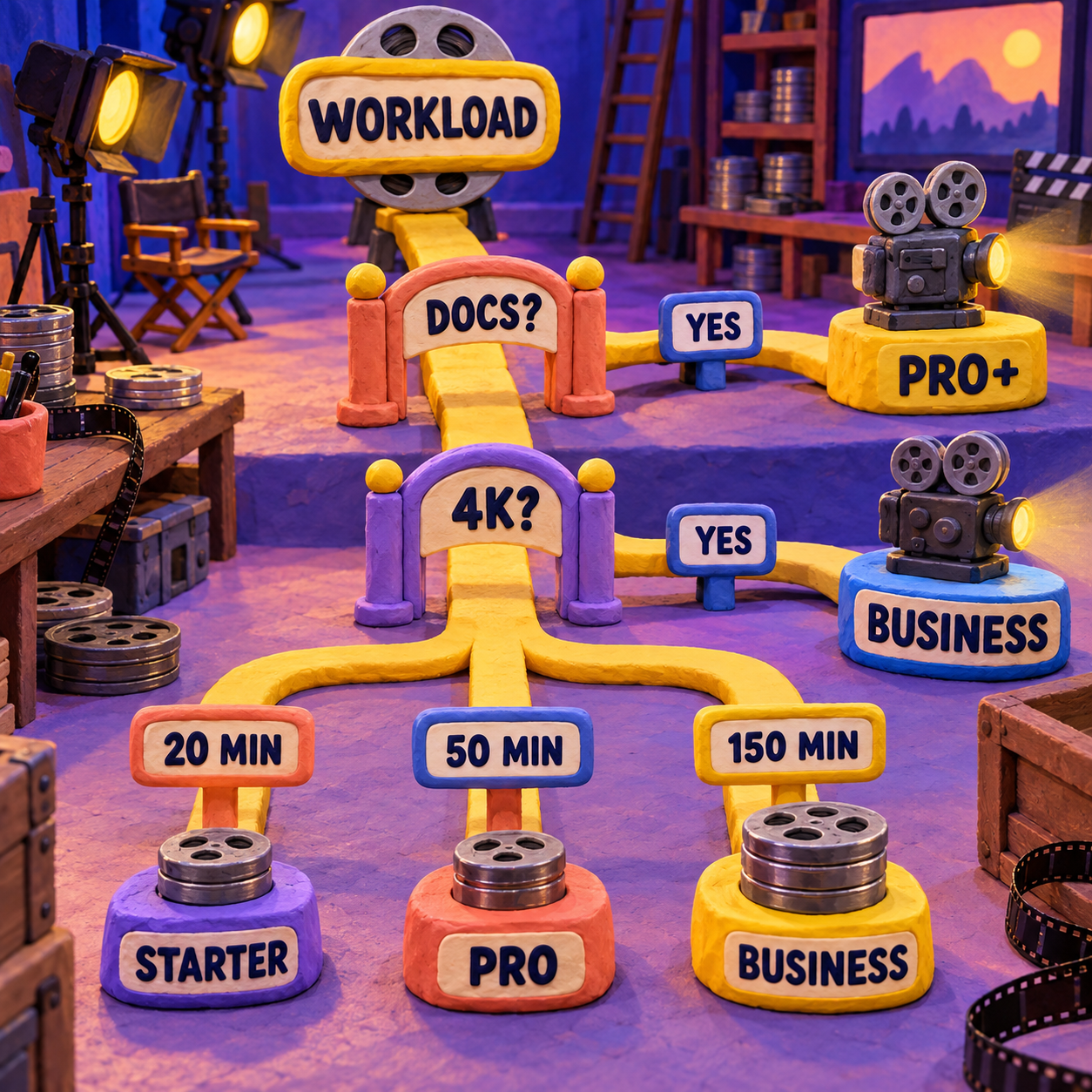 Decision flow from documentation and 4K needs to Demosmith AI-minute thresholds