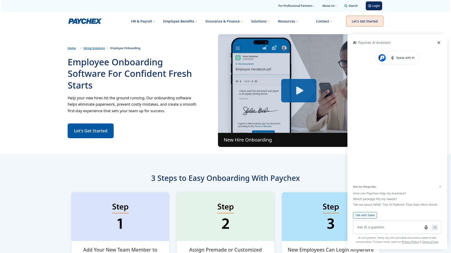 Paychex Flex employee onboarding software