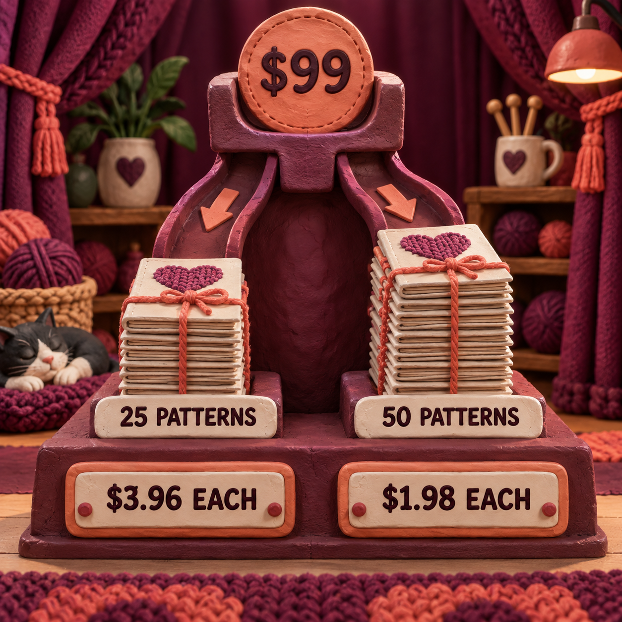 Clay cost comparison showing the 99 dollar licence across 25 and 50 patterns