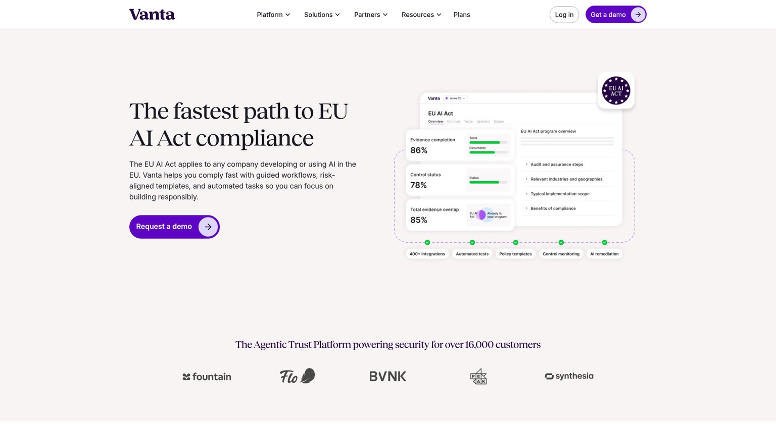 Vanta EU AI Act product page