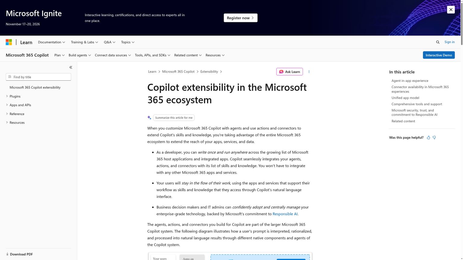 Documentación oficial de Microsoft sobre agentes, acciones, conectores y administración de Copilot