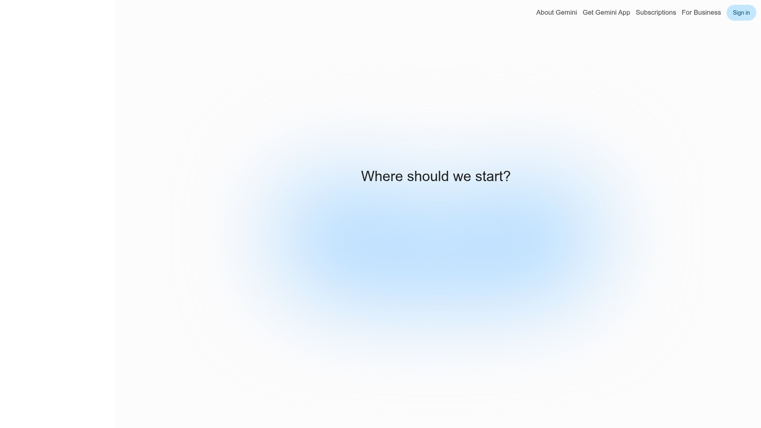 Schermata iniziale dell'assistente consumer Google Gemini