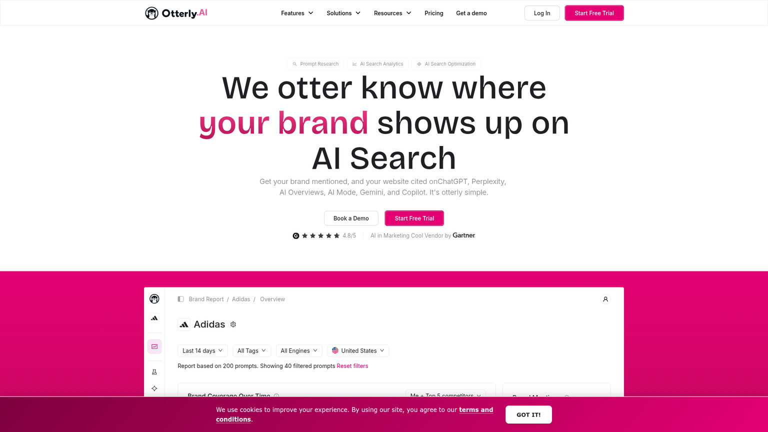 Otterly.AI 的 AI 搜索可见度追踪面板