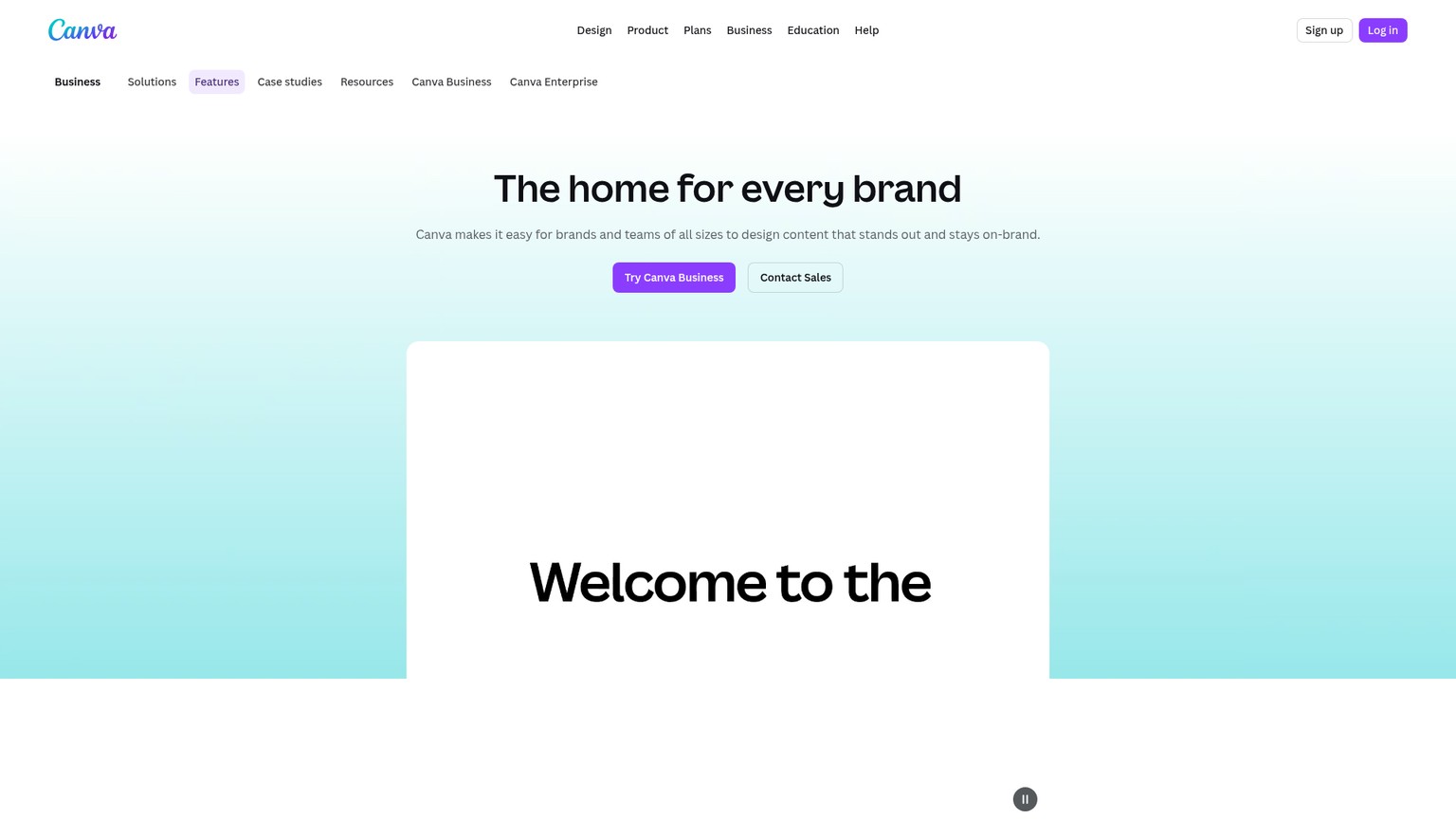 Canva business brand management features page