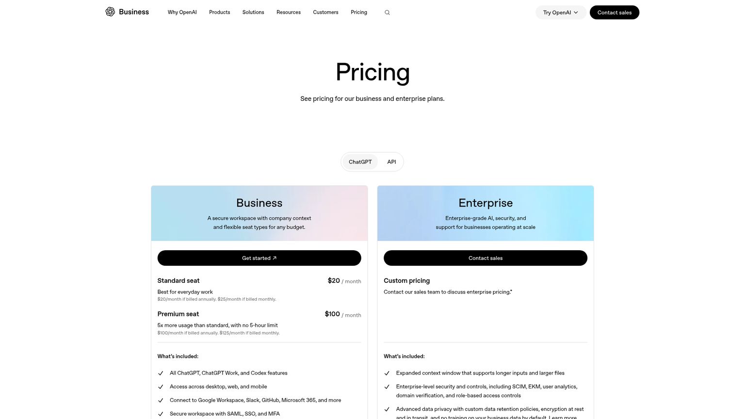 OpenAI pricing page showing GPT-6 model token rates