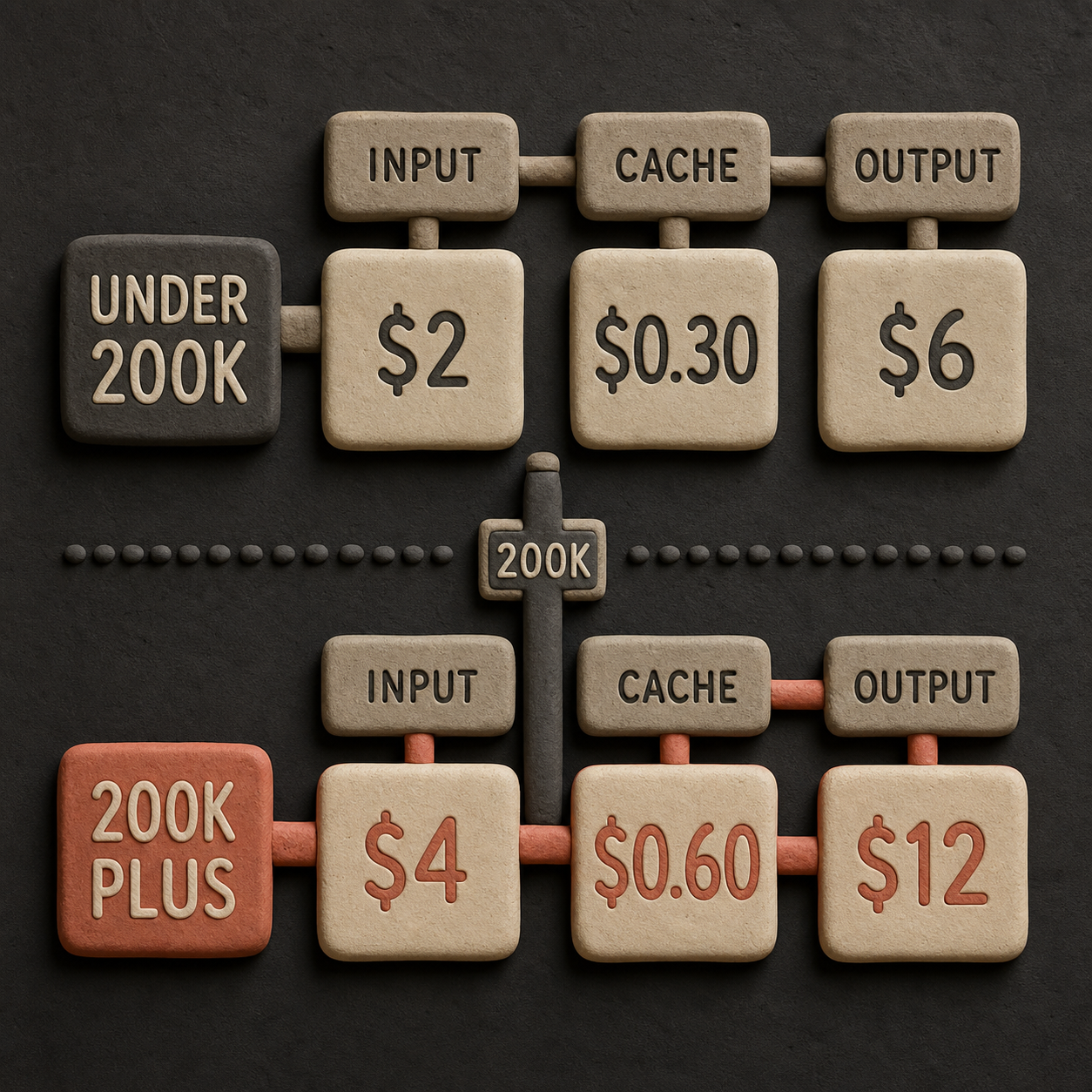 Grok 4.5 pricing cliff below and above 200K context tokens