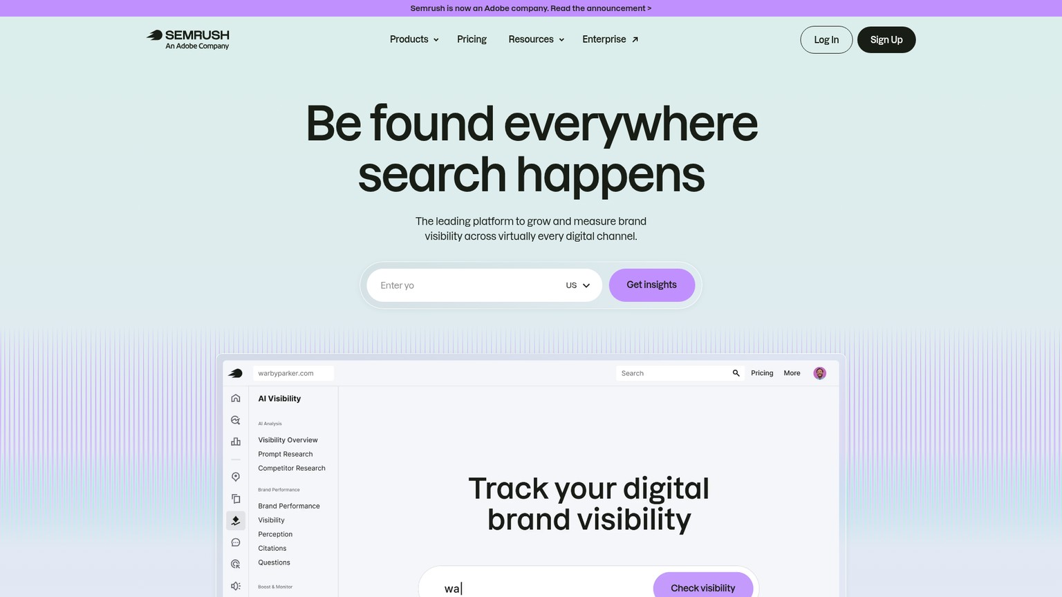 Semrush AI Visibility Toolkit screenshot