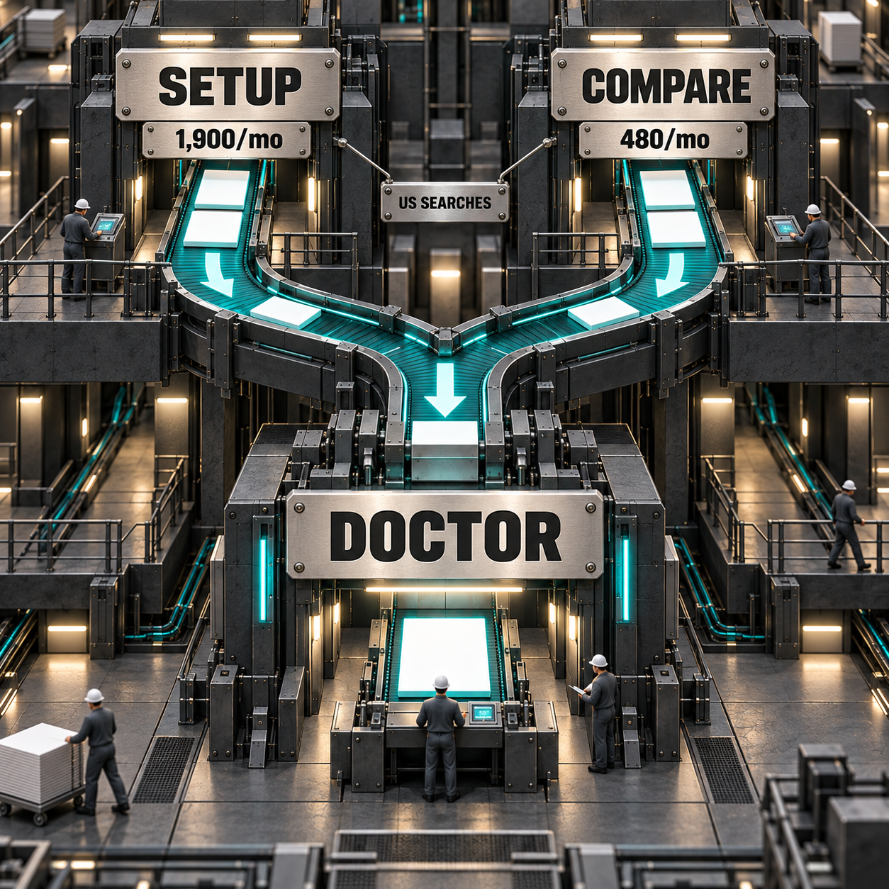 Architectural product map connecting setup demand, file comparison demand, and a cross-agent instruction doctor