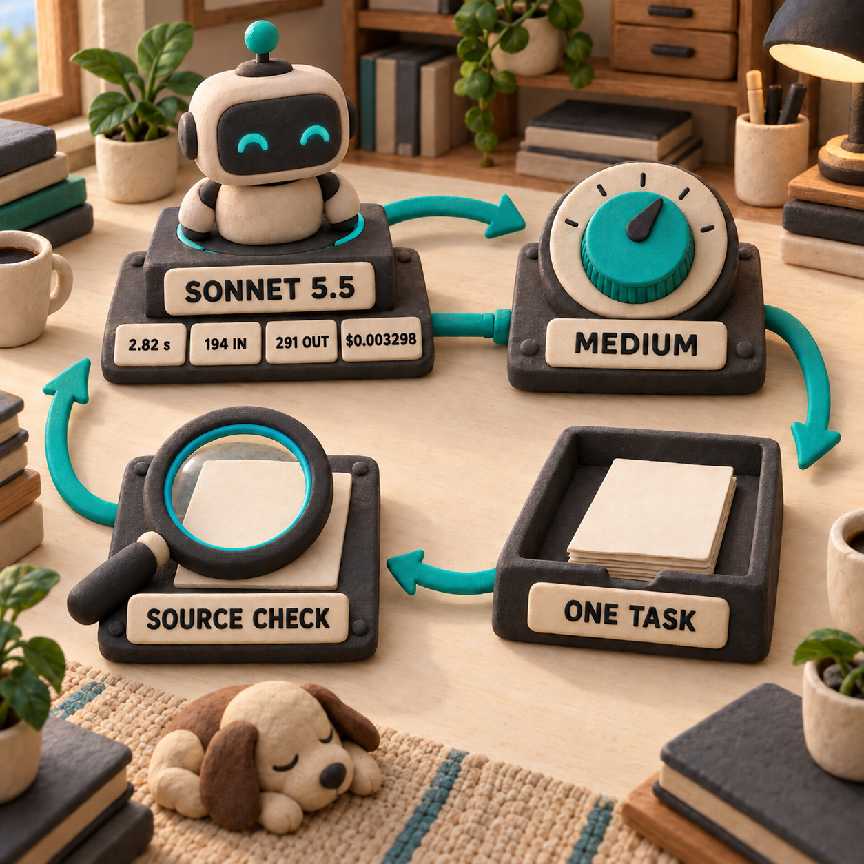 Four-step Claude Sonnet 5.5 workflow from model selection through source verification