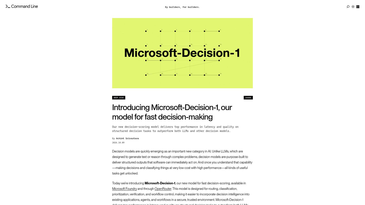 Microsoft's Microsoft-Decision-1 announcement with architecture, deployment and pricing information