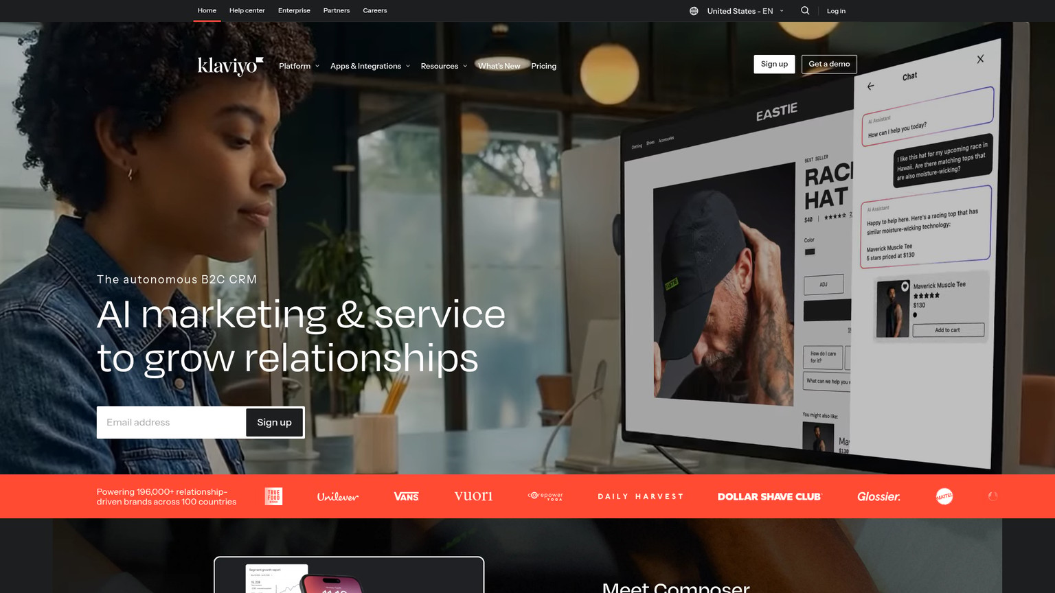 Klaviyo homepage