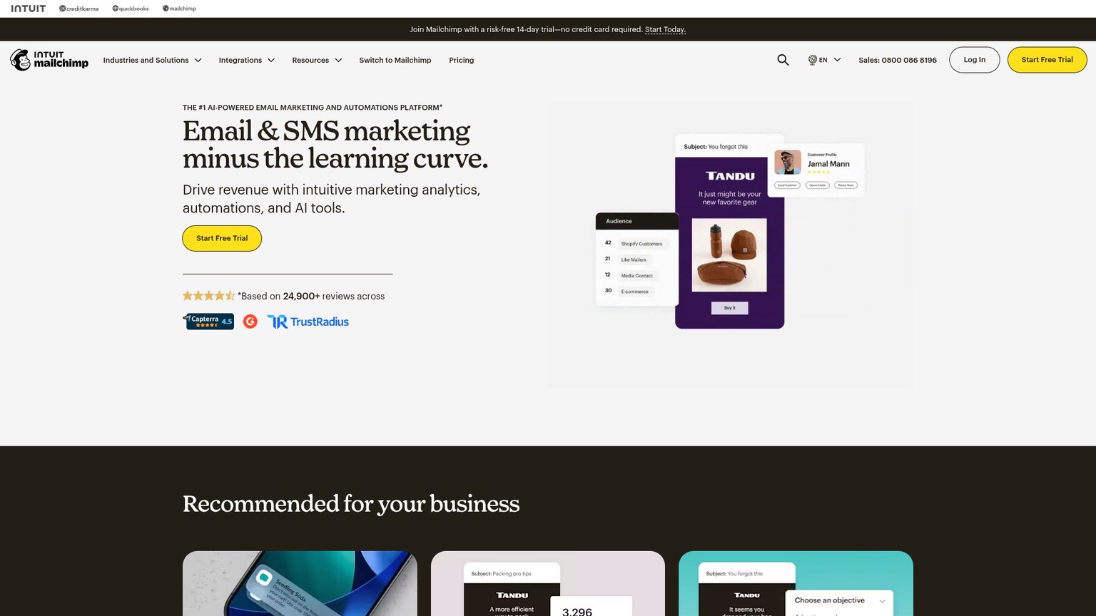 Mailchimp homepage