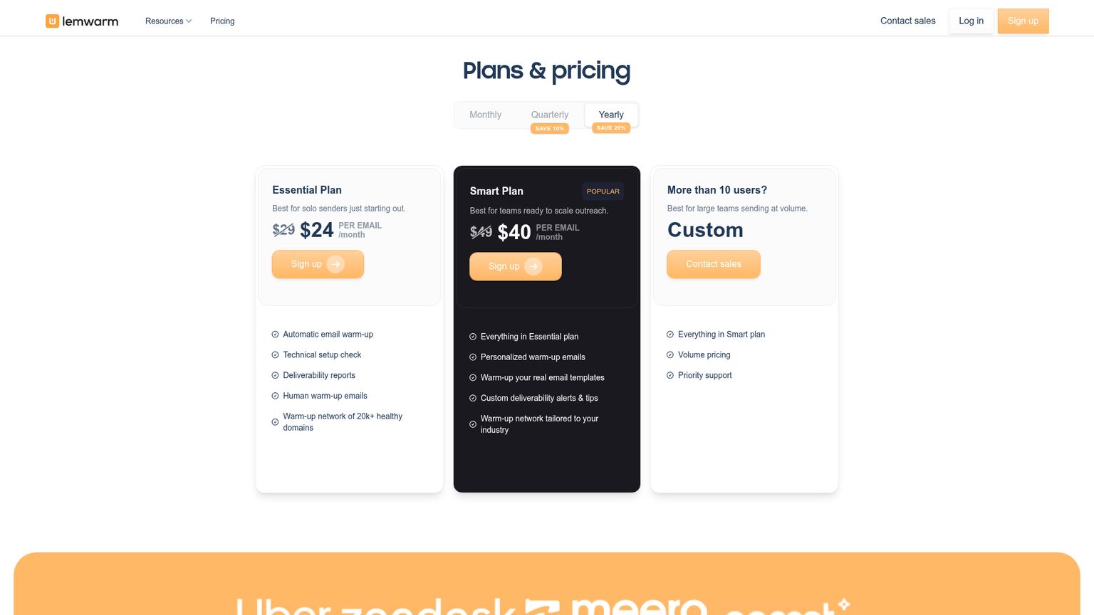 lemwarm standalone pricing with the notice that it is included with lemlist