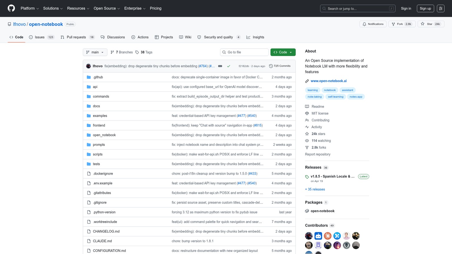 Open Notebook GitHub repository