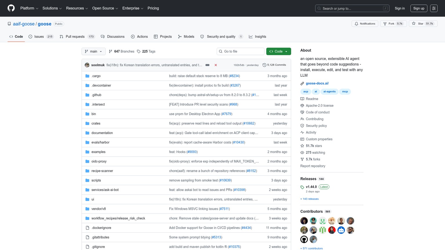 Dépôt de l’agent open source goose