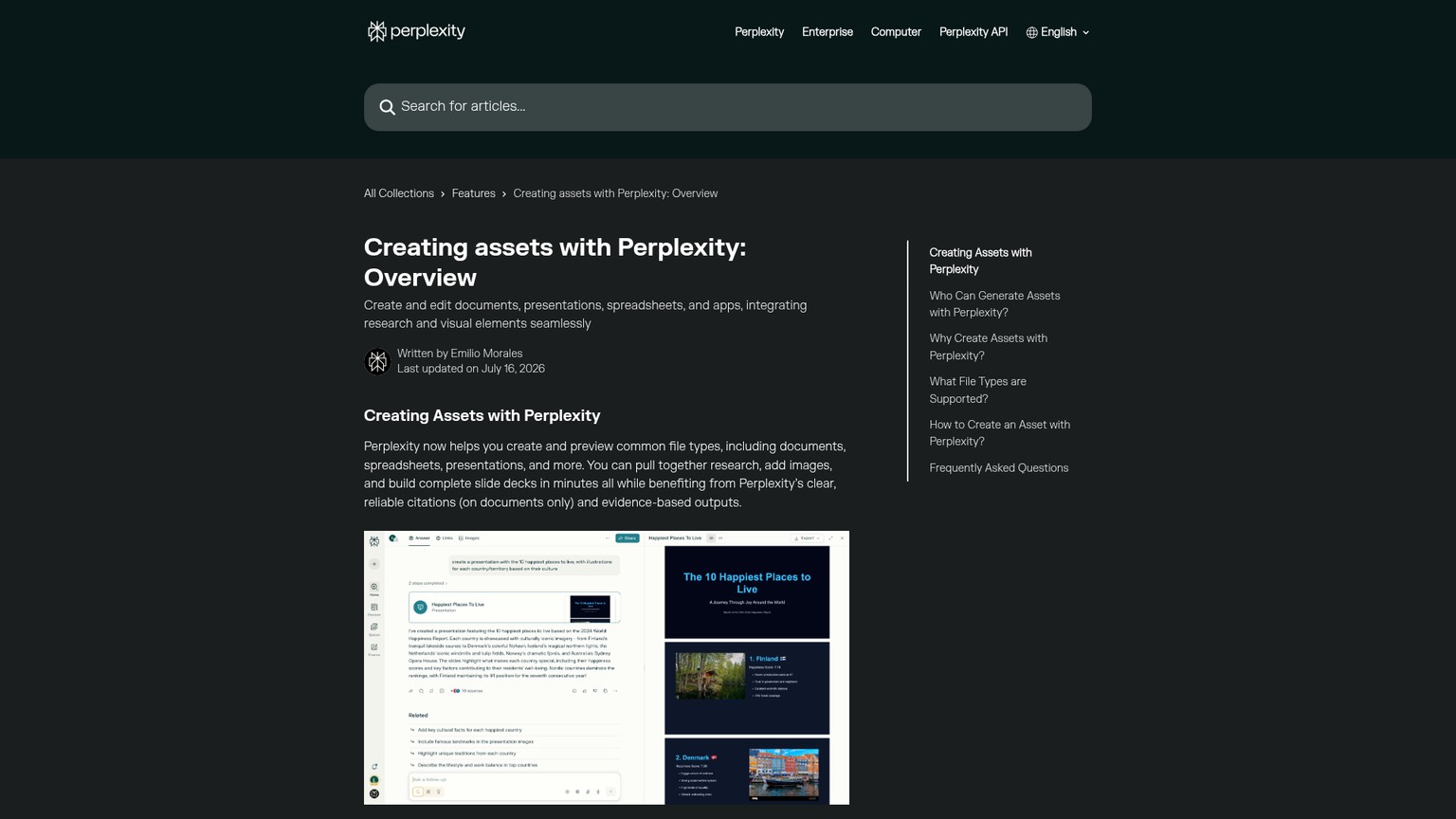 Perplexity Create files and apps documentation