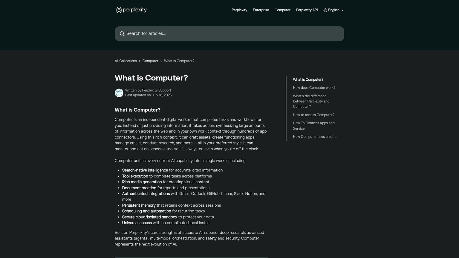 Perplexity Computer agent workflow documentation