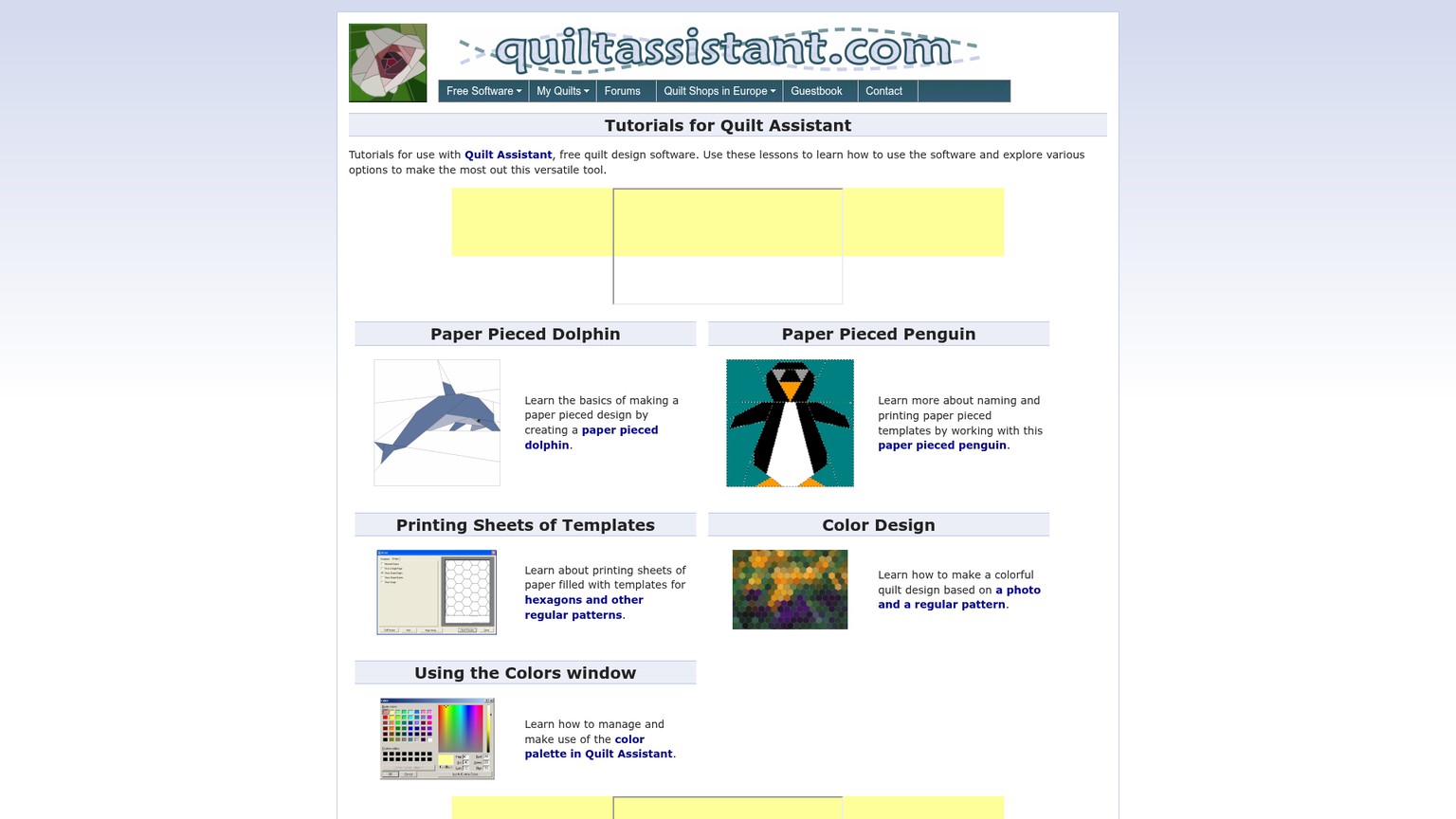 Index des tutoriels QuiltAssistant consacrés aux photos, au piéçage sur papier, à l’impression et aux couleurs
