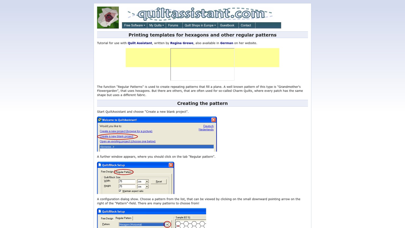 Tutoriel QuiltAssistant pour prévisualiser et imprimer des gabarits classiques