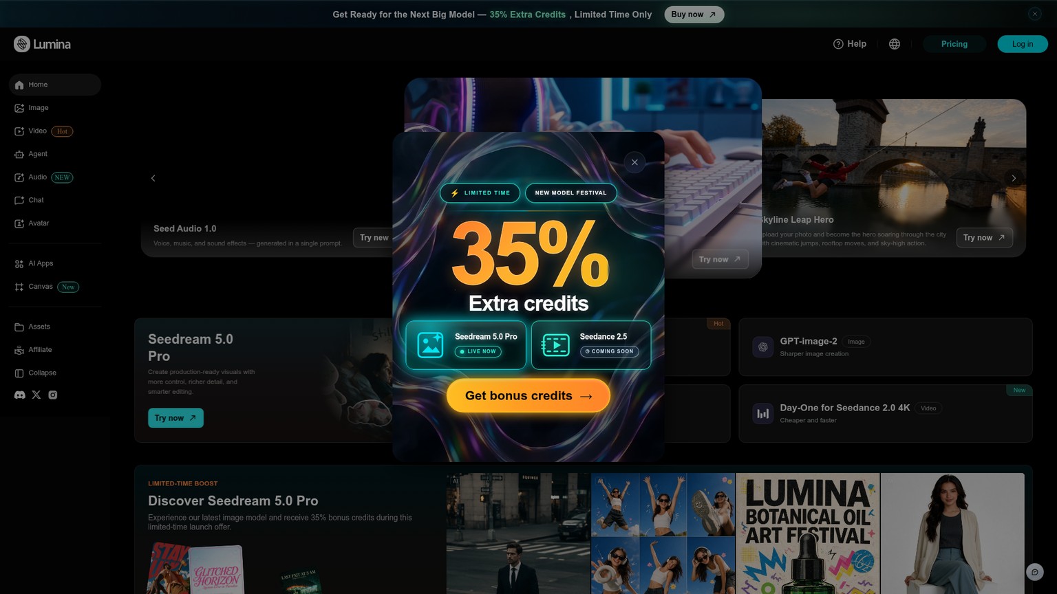 Seedream 5.0 Pro sur la plateforme Lumina de ByteDance