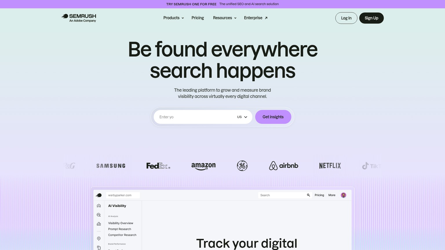 Vista general de la plataforma Semrush