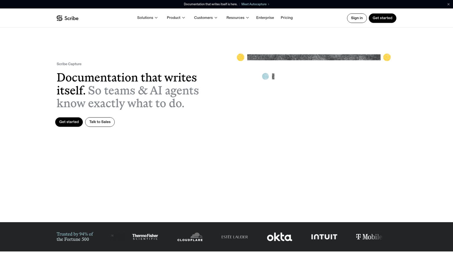 Scribe Capture public page showing workflow documentation and shareable guides
