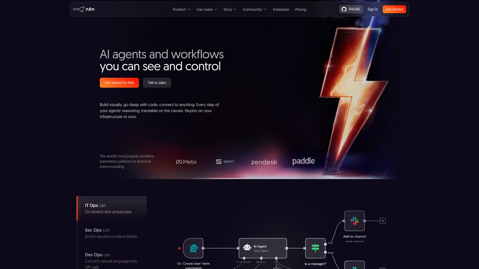 n8n workflow automation homepage