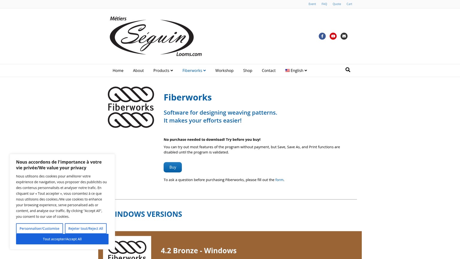 Fiberworksの現行Mac・Windows版ダウンロードおよびエディション案内ページ