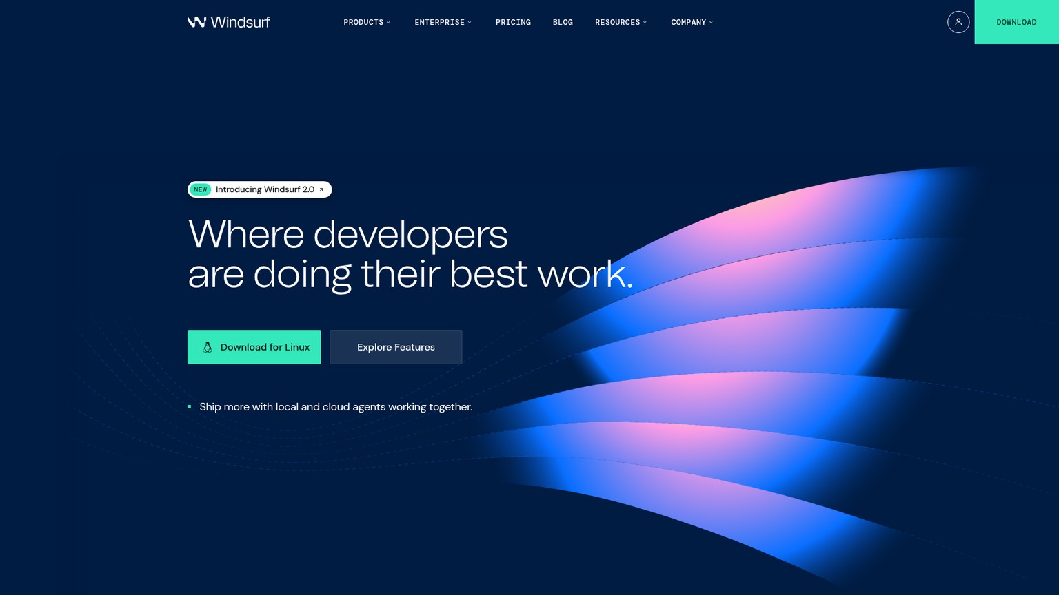 Windsurf AI code editor homepage