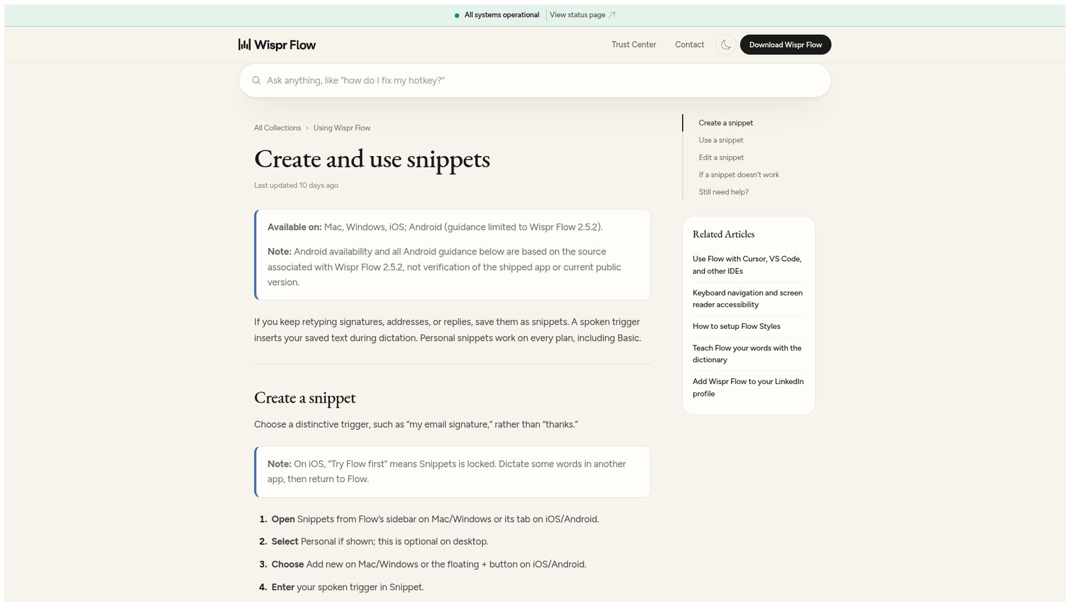 La guida reale di Wispr Flow alla creazione degli snippet e alle regole di formattazione nella destinazione