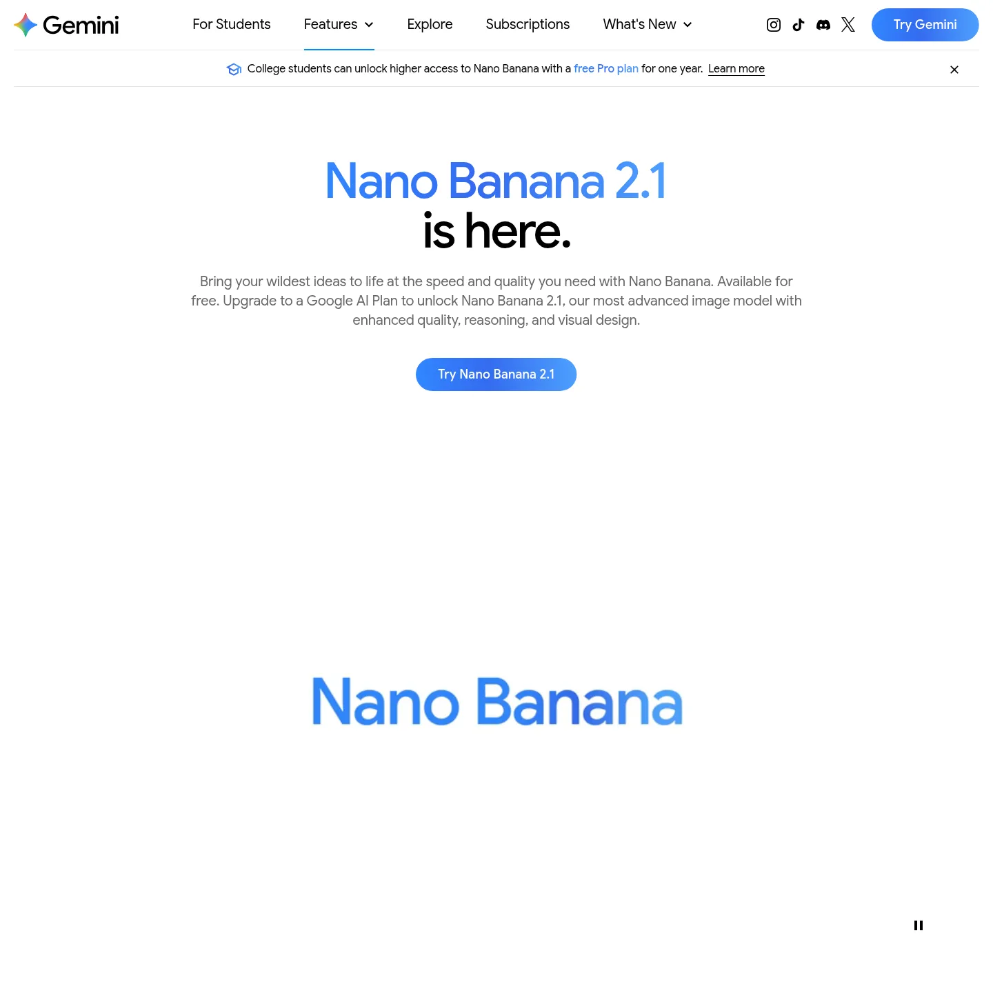 Google Gemini's image generation and editing page