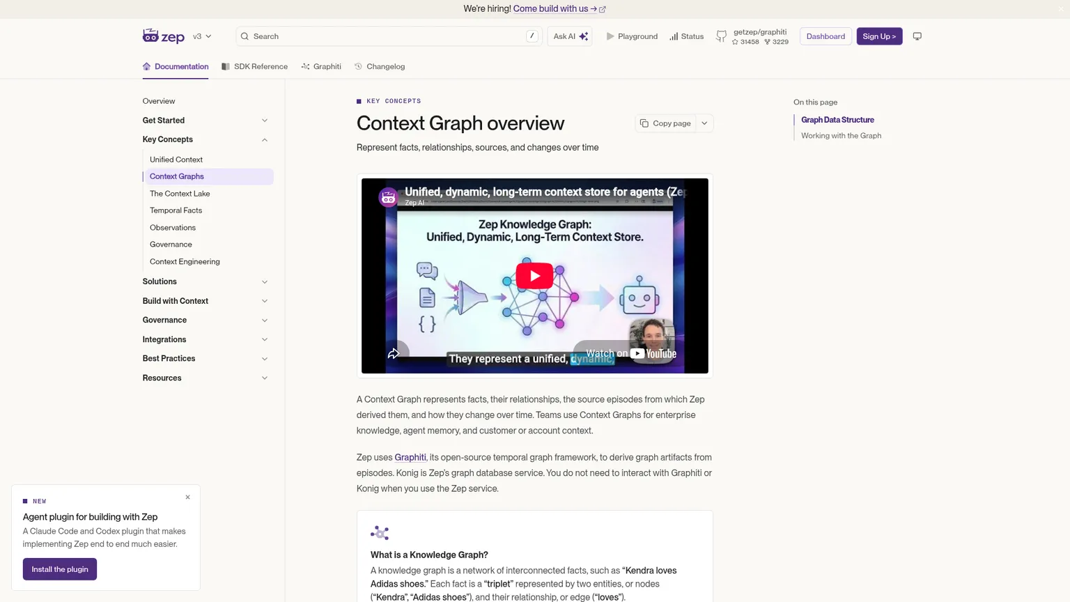 Zep public Context Graph documentation describing facts, relationships, sources and validity